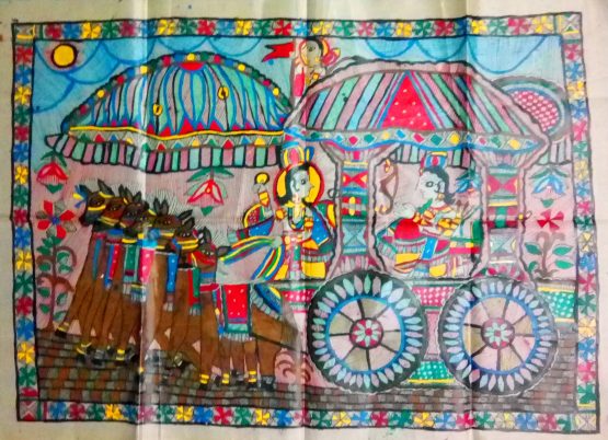 Madhubani Paintings of Krishna Arjun - Madhubani Paintings Online